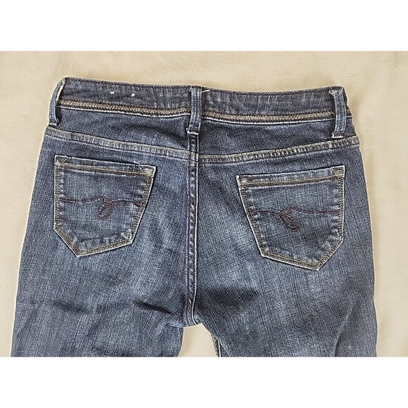 Vintage Guess Jeans Womens Boot Cut Blue Denim Purple Button size 26 Y2K - Picture 7 of 12